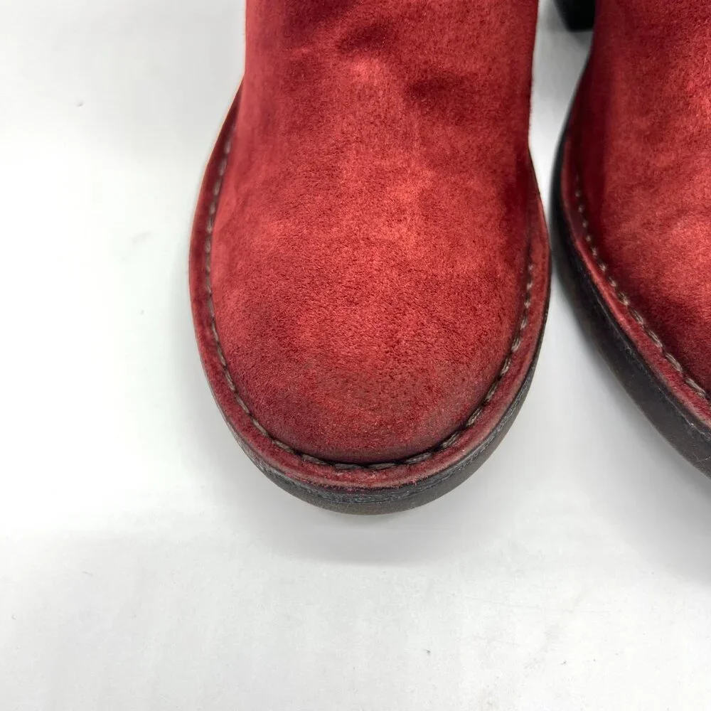 Fly London Womens 40 EU 9 - 9.5 US Red Suede Leather Ankle Boots Shoes - Picture 4 of 13